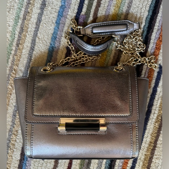 Diane Von Furstenberg Gray Leather Chain Shoulder Crossbody Handbag - Picture 7 of 16